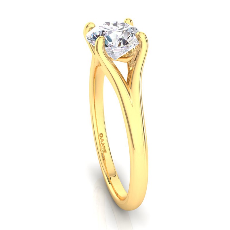 18K Yellow Gold <br> Reve Diamond Engagement Ring Round Yellow Gold 