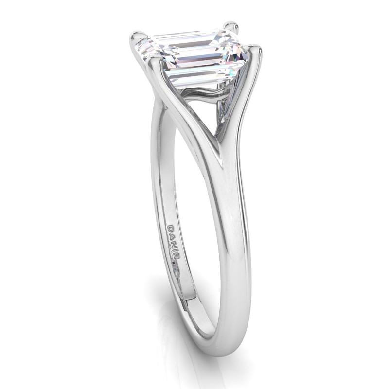 18K White Gold <br> Reve Diamond Engagement Ring Emerald White Gold 