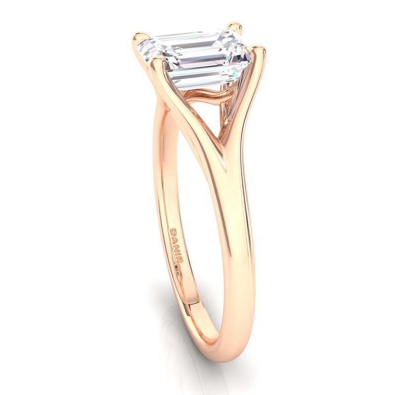 Reve Diamond Engagement Ring Emerald Rose Gold 