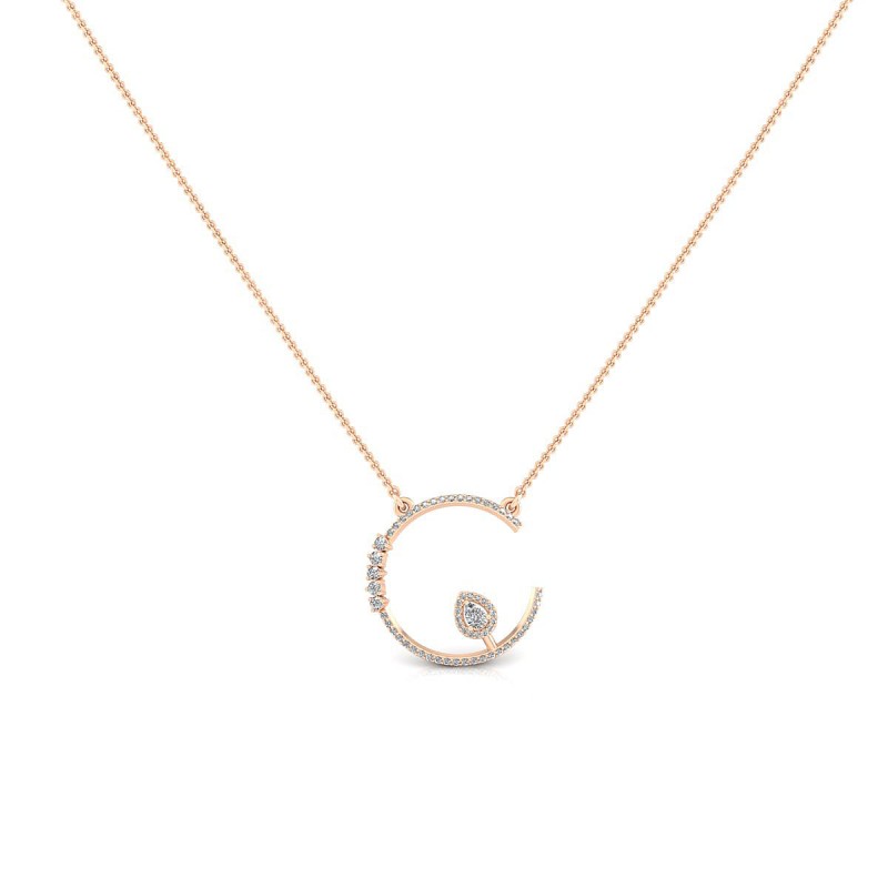 18K Round And Pear Drop Rose Gold Necklace