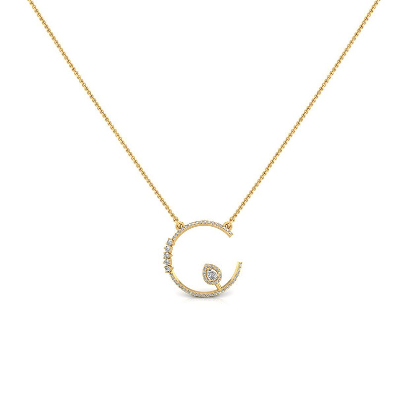 18K Round And Pear Drop Yellow Gold Necklace