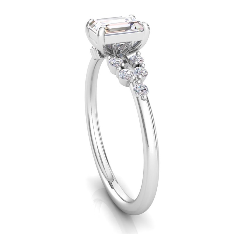 18K White Gold <br> Setenay Emerald Bezel Diamond Engagement Ring White Gold 