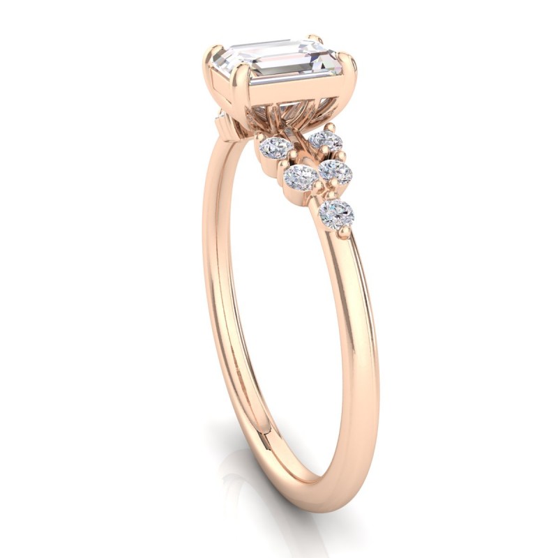 Setenay Emerald Bezel Diamond Engagement Ring Rose Gold 