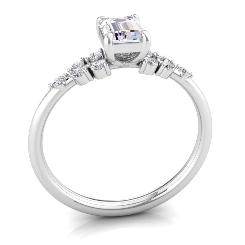 Platinum <br> Setenay Emerald Bezel Diamond Engagement Ring Platinum