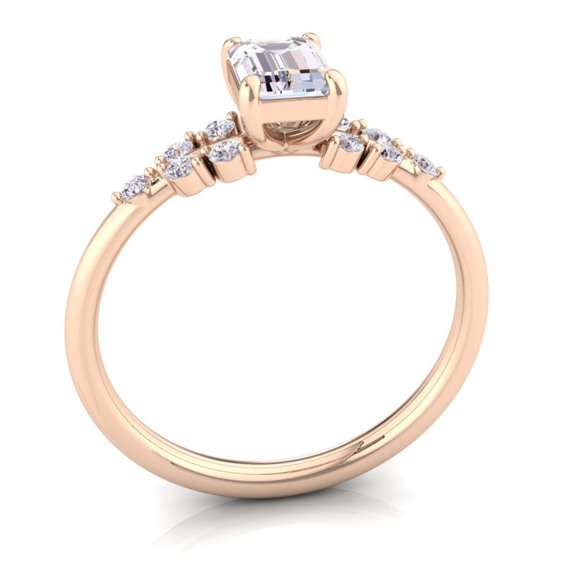Setenay Emerald Bezel Diamond Engagement Ring Rose Gold 