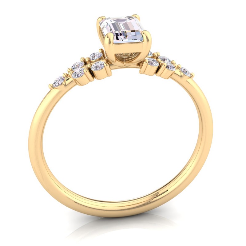 18K Yellow Gold <br> Setenay Emerald Bezel Diamond Engagement Ring Yellow Gold 