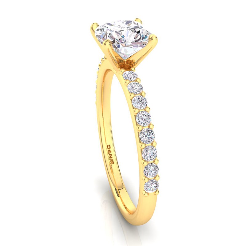Petite Sharone Diamond Engagement Ring Yellow Gold Cushion 