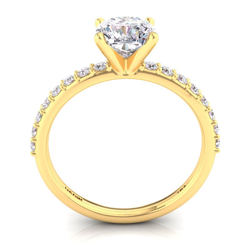 18K Yellow Gold <br> Petite Sharone Diamond Engagement Ring Yellow Gold Cushion 