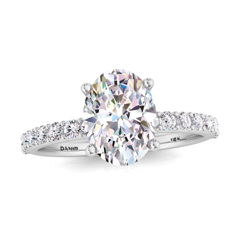 Petite Sharone Diamond Engagement Ring White Gold Oval