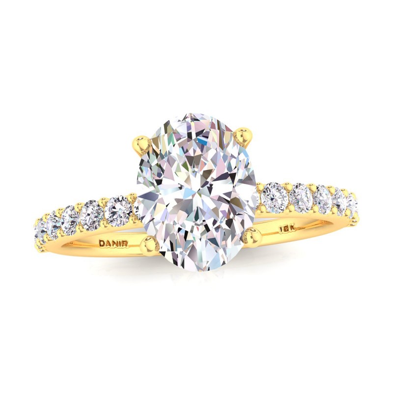 Petite Sharone Diamond Engagement Ring Yellow Gold Oval