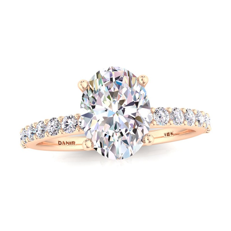 Petite Sharone Diamond Engagement Ring Rose Gold Oval