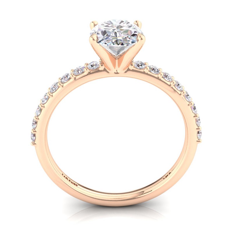 Petite Sharone Diamond Engagement Ring Rose Gold Oval