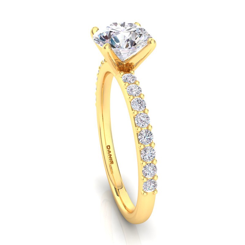 18K Yellow Gold <br> Petite Sharone Diamond Engagement Ring Yellow Gold Round