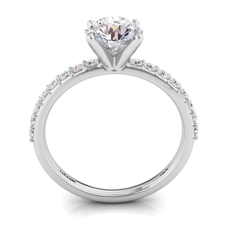18K White Gold <br> Petite Sharone Diamond Engagement Ring White Gold Round