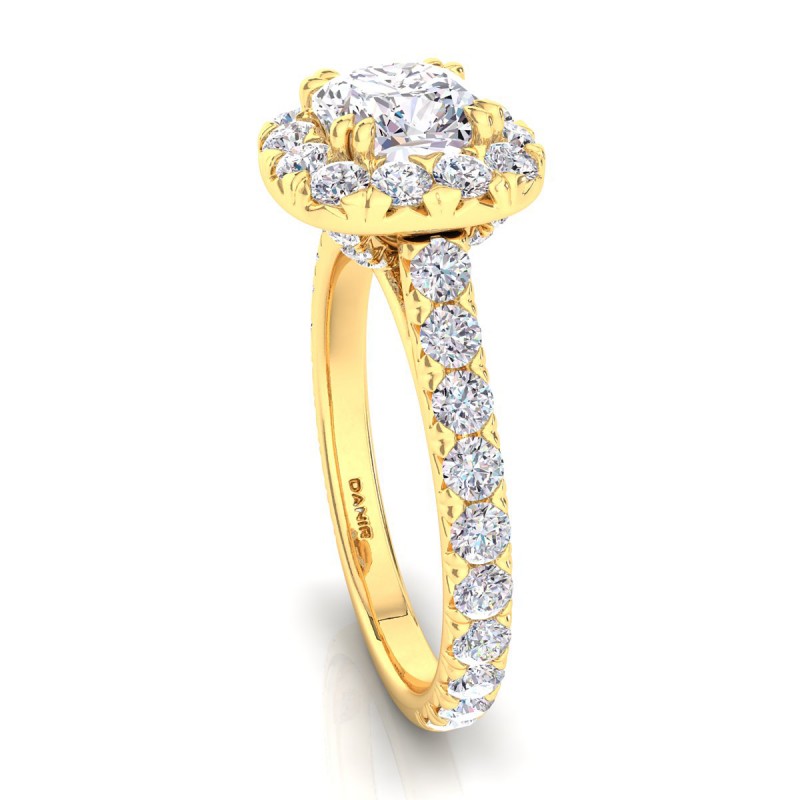 Luxe Sierra Diamond Engagement Ring Cushion Yellow Gold