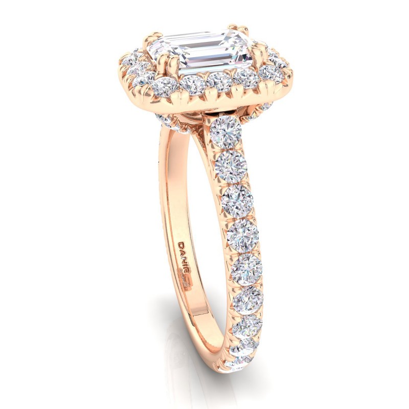 Luxe Sierra Diamond Engagement Ring Emerald Rose Gold