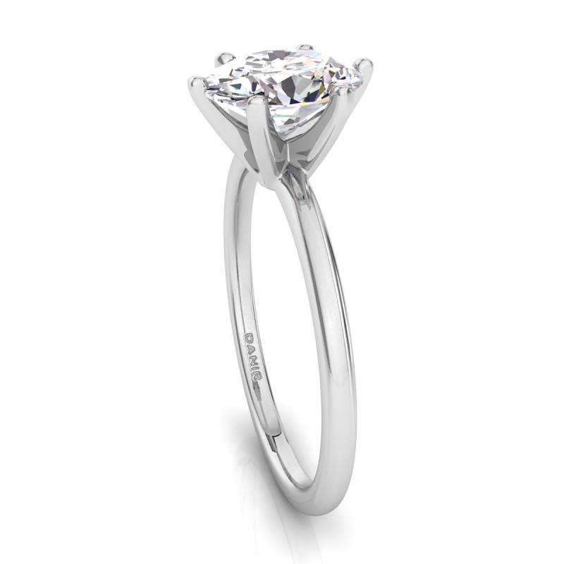 Six-Prong Diamond Engagement Ring Oval White Gold 