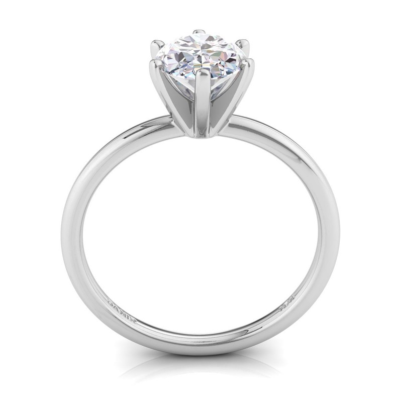 Six-Prong Diamond Engagement Ring Oval Platinum 