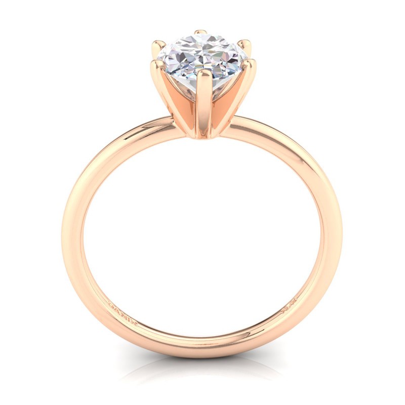 Six-Prong Diamond Engagement Ring Oval Rose Gold 