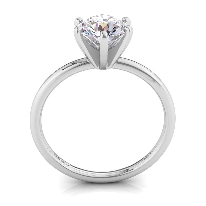 18K White Gold <br> Six-Prong Diamond Engagement Ring White Gold Round 