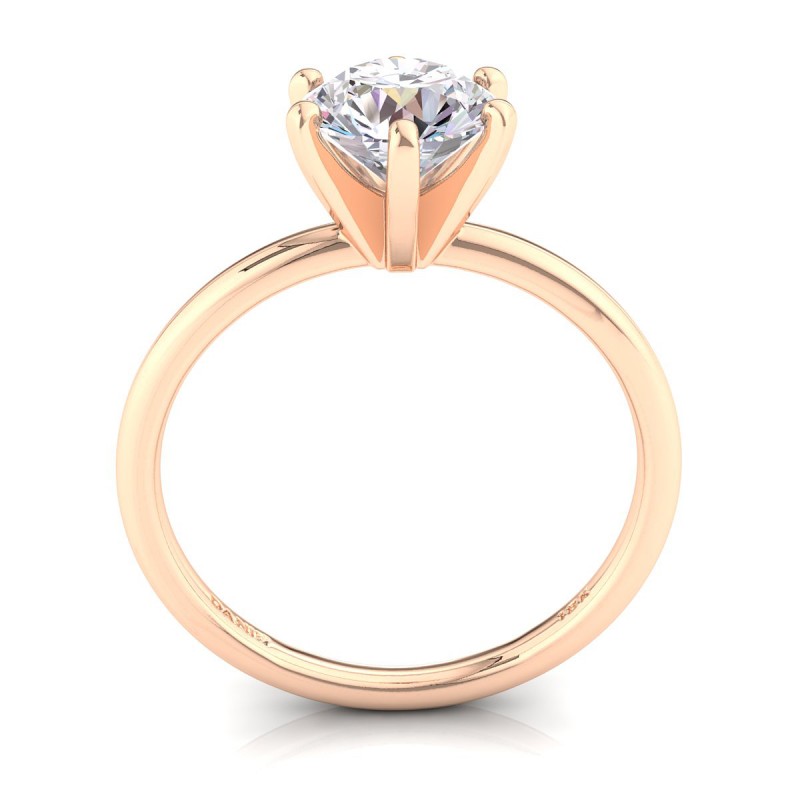 Six-Prong Diamond Engagement Ring Rose Gold Round 