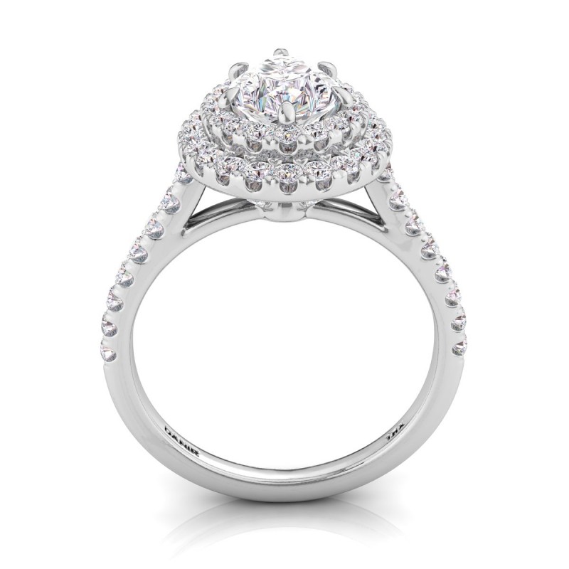 Solis Double Halo Engagement Ring Pear White Gold