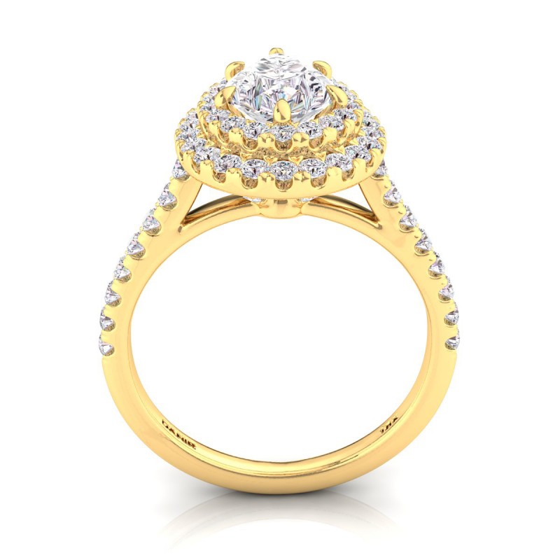 Solis Double Halo Engagement Ring Pear Yellow Gold