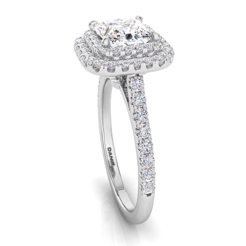 Solis Double Halo Engagement Ring Princess Platinum