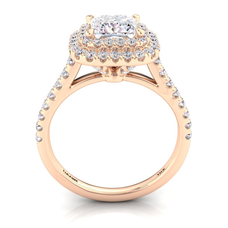 18K ROSE Gold <br> Solis Double Halo Engagement Ring Princess Rose Gold