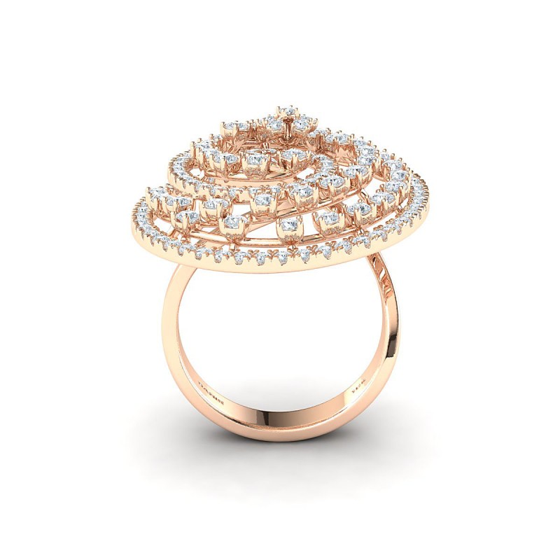 18K Rose Gold Spiral Diamond Ring