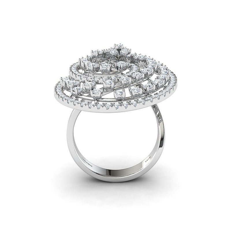 18K White Gold Spiral Diamond Ring