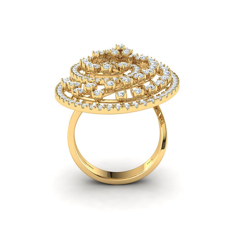 18K Yellow Gold Spiral Diamond Ring
