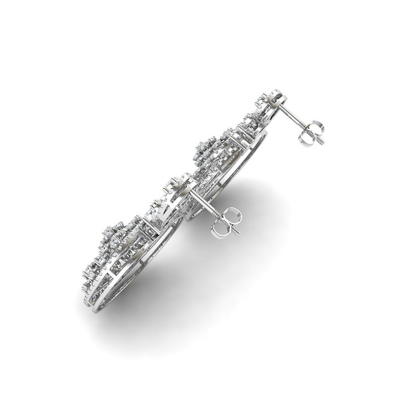 18K White Gold Spiral Diamond Earrings
