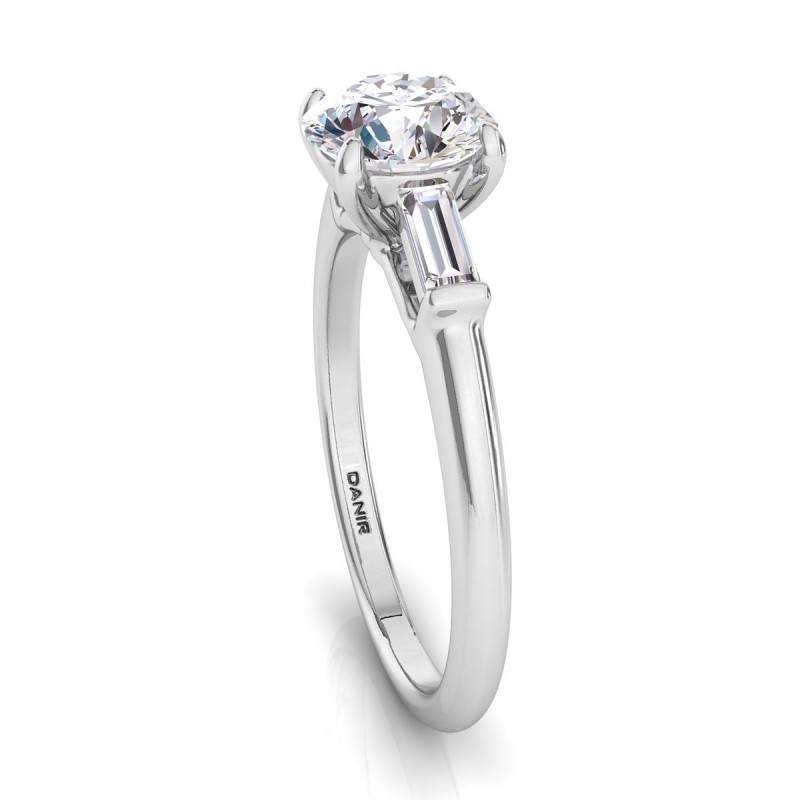 18K White Gold <br> Tapered Baguette Diamond Engagement Ring White Gold