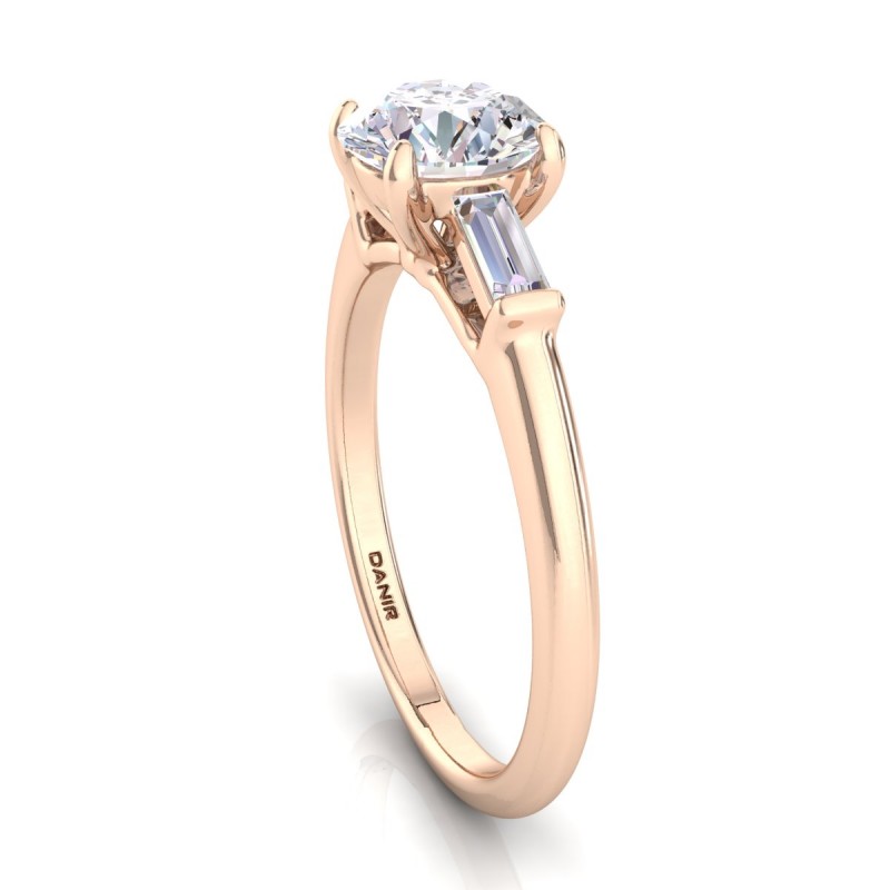 Tapered Baguette Diamond Engagement Ring Rose Gold