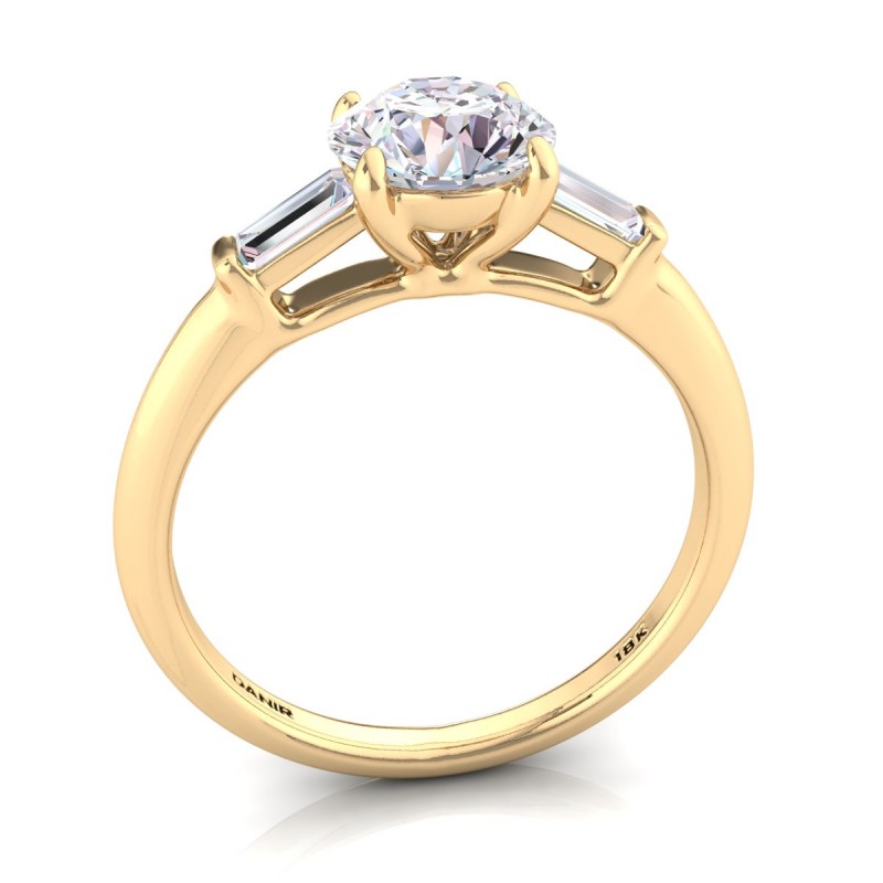 Tapered Baguette Diamond Engagement Ring Yellow Gold