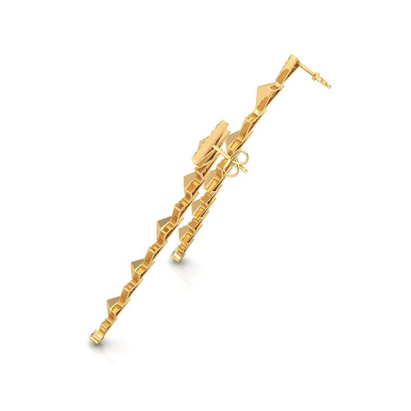 18K Yellow Gold Triangle Drop Diamond Earrings