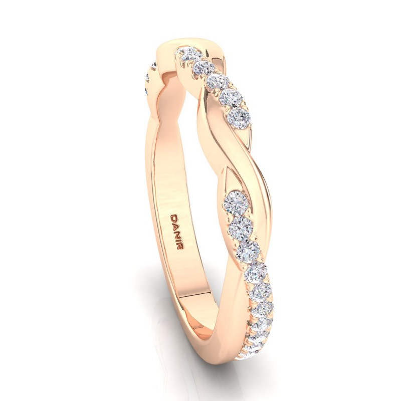 18K Rose Gold Twisted Diamond Eternity Ring