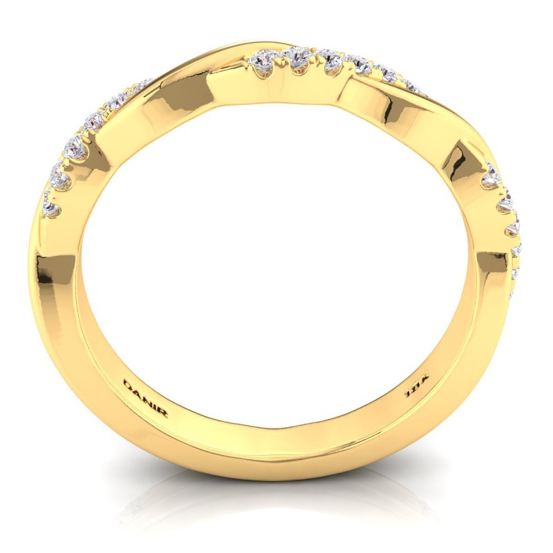 18K Yellow Gold Twisted Diamond Eternity Ring