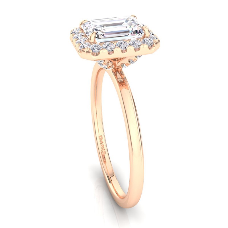 18K ROSE Gold <br> Vivienne Diamond Engagement Ring Emerald Rose Gold