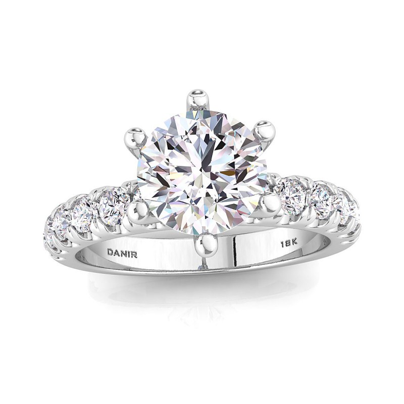 Beatrice Luxe Six-Prong Diamond Engagement Ring White Gold 